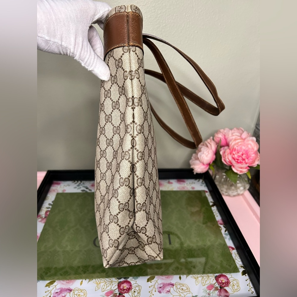 Authentic Gucci Beige and Brown Monogram Tote - Picture 4 of 10